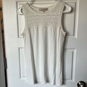 LOFT Cream Crochet Lace Tank Top